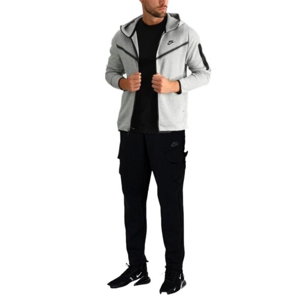 Nike Tech Fleece 2 PC Set Tracksuit Matching Windrunner Sweatsuit Gray/Black NEW